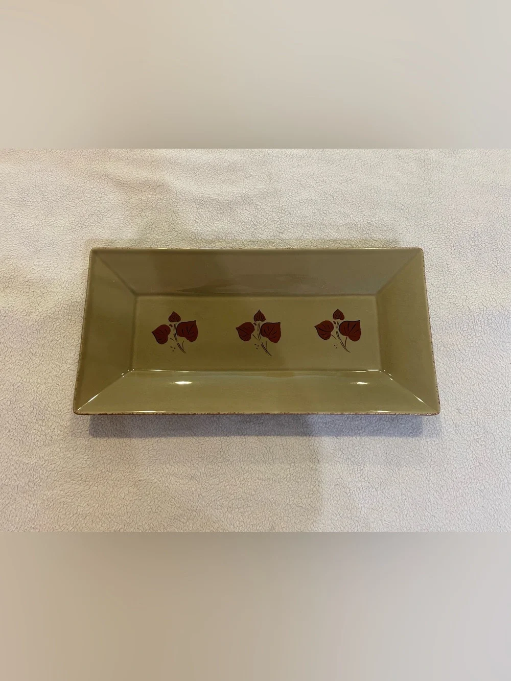 Vintage Portugal Ceramic Tray Olive Green MCM